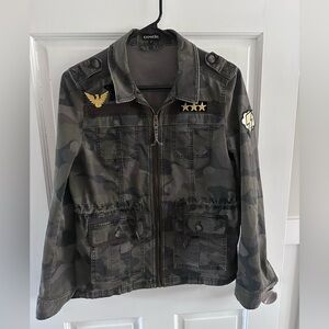 Express embroidered military field jacket, sz S